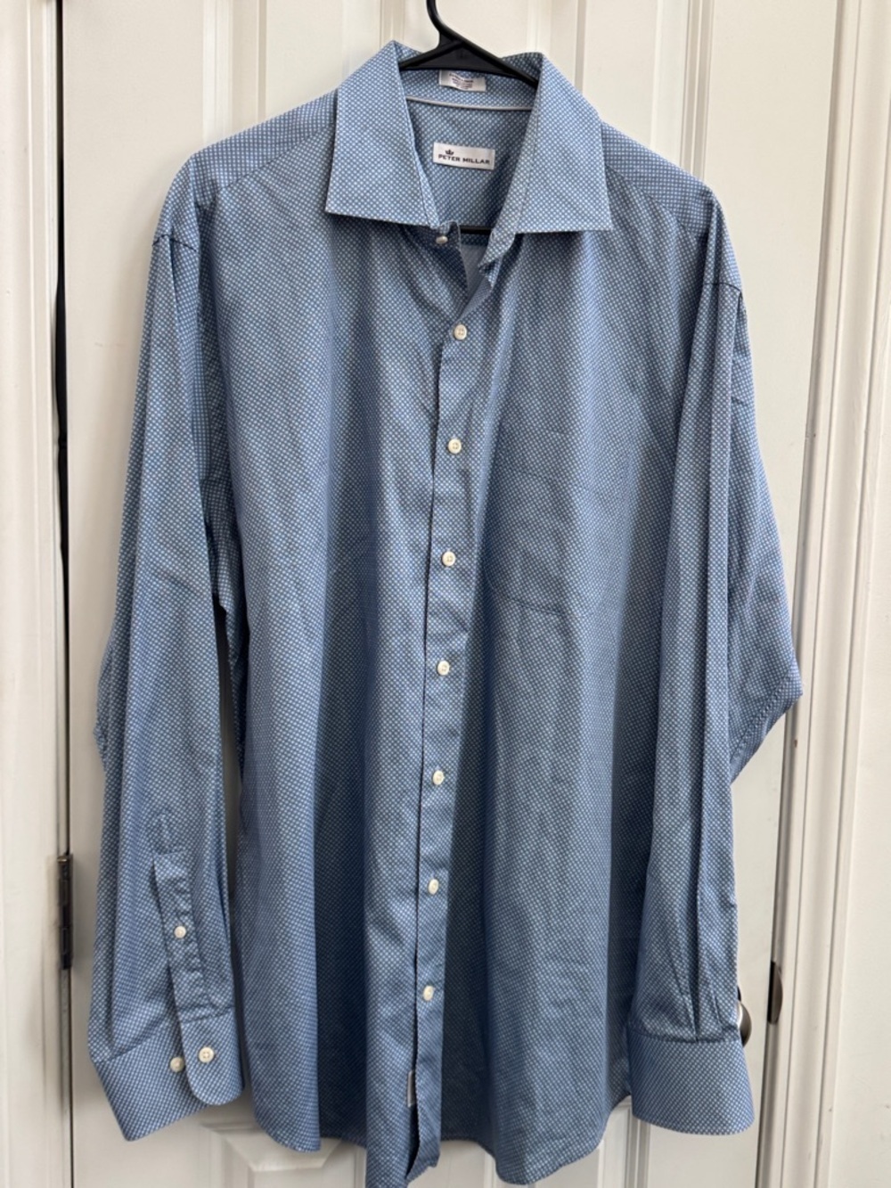 Peter Millar Blue Micro-Pattern Long Sleeve Dress Shirt, Like New